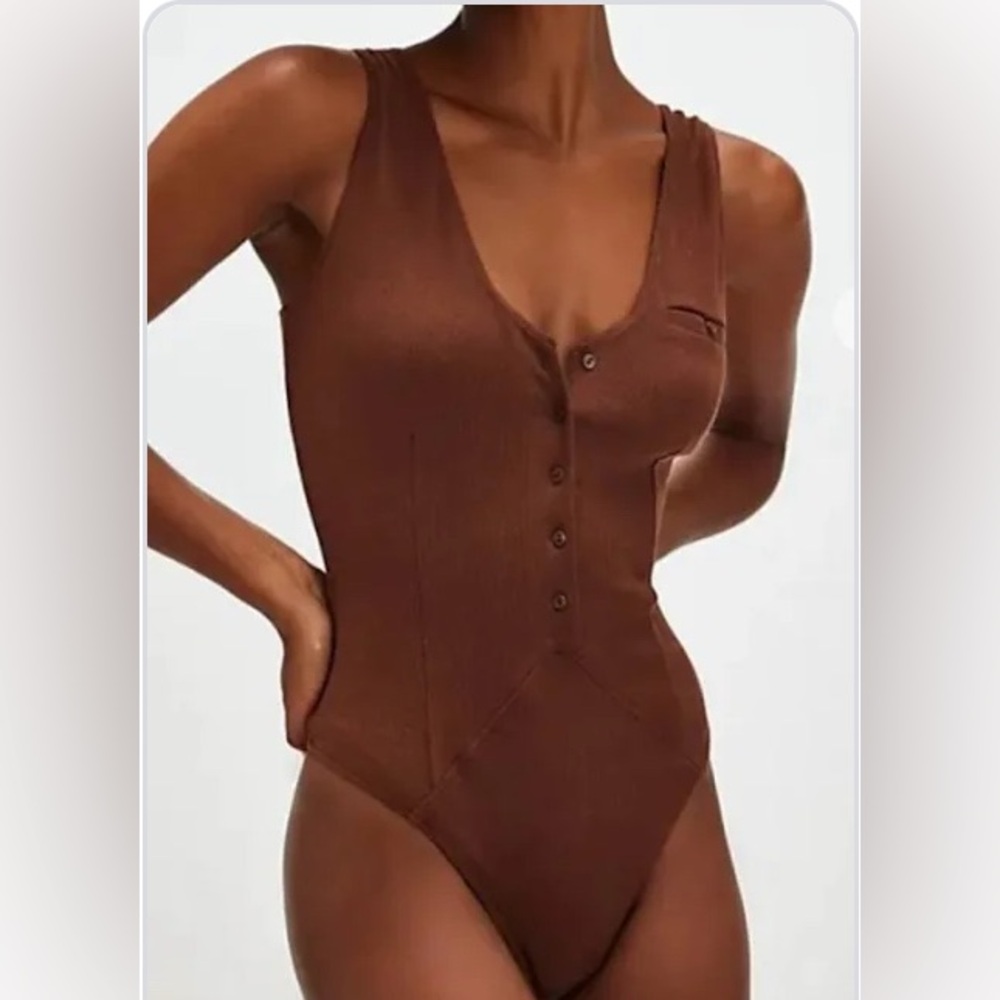 Brown Sleeveless Bodysuit